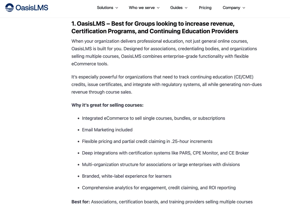 A brand's own best-of listicle article ranking its own product as the number one option, ahead of competitors
